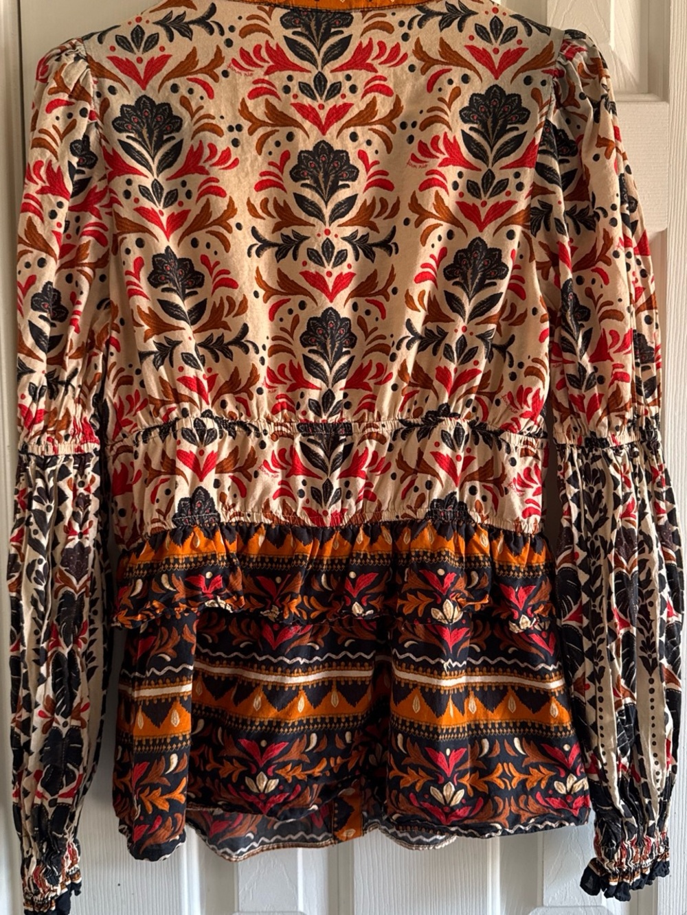 Farm Rio Long Sleeve Printed V-Neck Blouse - Picture 8 of 8